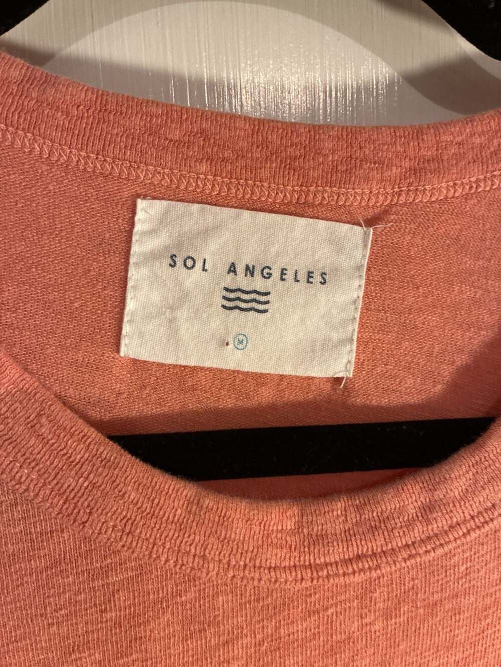Sol Angeles Sunset Coral ECO Shirttail Crew Neck Tee Shirt, Size M